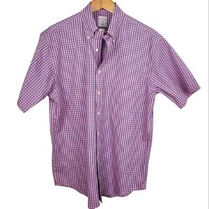 Brooks Brothers Men's Pink & Blue Gingham Shirt. MED